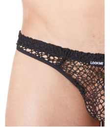 String noir sexy filet irrégulier fétichiste - LM810-57BLK